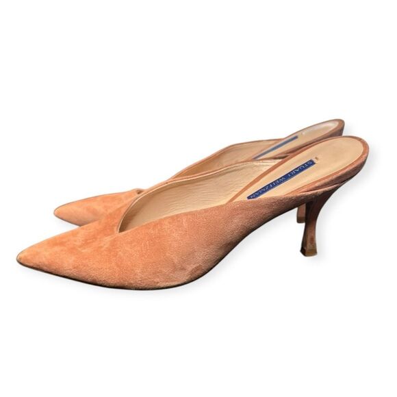 STUART WEITZMAN Women’s Terracotta Suede Lulah Mid-Heel Mules Size 10 - Picture 4 of 8